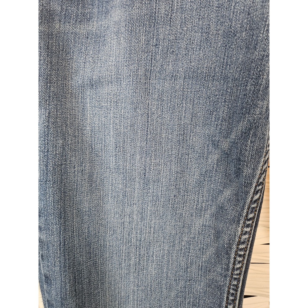 Arizona Bootcut Womens Sz 7 Long Blue Denim Cotton Stretch Raw Hem Western - Picture 4 of 12